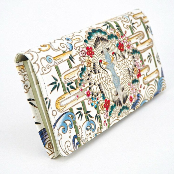 Facing Cranes Long Wallet by Bunkoya Oozeki NIB - Picture 2 of 7